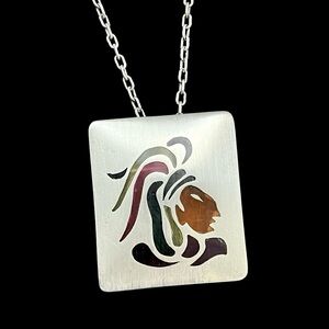 Vintage Los Castillo sterling silver Pluma Azteca warrior brooch pin